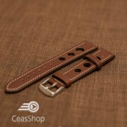  Curea piele GRAND PRIX maro inchis cusaturi albe 24mm - 37002