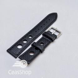  Curea piele GRAND PRIX fibra carbon neagra CN 18mm - 38217 - ceas-shop - 76,00 RON