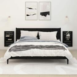 vidaXL Rafturi noptiere de perete, 2 buc. , negru, lemn masiv de pin (824767) Raft