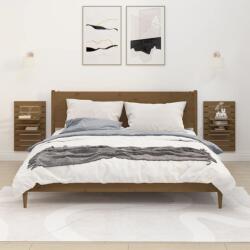 vidaXL Rafturi noptiere de perete, 2 buc. , maro miere, lemn masiv pin (824766) Raft