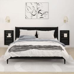 vidaXL Rafturi noptiere de perete, 2 buc. , negru, lemn masiv de pin (824772) Raft
