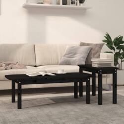 vidaXL Set măsuțe de cafea, 2 piese, negru, lemn masiv de pin (822366) Masa de cafea