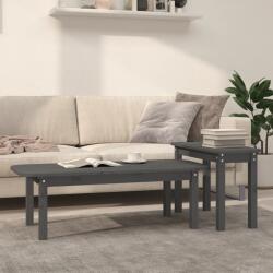vidaXL Set măsuțe de cafea, 2 piese, gri, lemn masiv de pin (822364) Masa de cafea