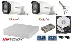 Hikvision Sistem supraveghere Hikvision 2 camere 2MP Ultra HD Color VU full time ( color noaptea ) DVR 4 canale, accesorii SafetyGuard Surveillance