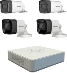 Hikvision Sistem supraveghere video Hikvision 4 camere de exterior 5MP Turbo HD, 2 cu IR80M si 2 cu IR40M SafetyGuard Surveillance
