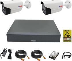 Rovision Sistem supraveghere 2 camere exterior 2MP 1080P full hd IR 40m, DVR 4 canale, accesorii full, hard 500GB SafetyGuard Surveillance