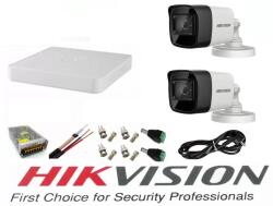 Hikvision Sistem supraveghere video Hikvision 2 camere 5MP Turbo HD IR 80 M cu DVR Hikvision 4 canale full accesorii, cablu coaxial SafetyGuard Surveillance