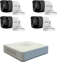 Hikvision Sistem supraveghere video profesional Hikvision 4 camere de exterior 5MP Turbo HD cu IR 80M, live internet SafetyGuard Surveillance
