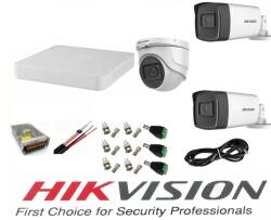 Hikvision Sistem supraveghere video profesional Hikvision 3 camere 5MP, 2 exterior Turbo HD IR 40 M si 1 interior IR 20m cu full accesorii SafetyGuard Surveillance