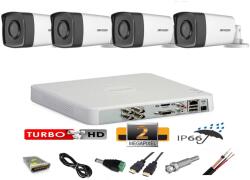 Hikvision Sistem supraveghere video profesional exterior 4 camere 2MP Hikvision Turbo HD 40m IR full accesorii accesorii, internet SafetyGuard Surveillance
