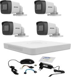 Hikvision Kit supraveghere video 5 MP Hikvision Turbo HD cu 4 camere si cadou cablu HDMI, vizualizare pe telefon mobil SafetyGuard Surveillance