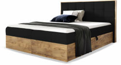 Wilsondo Fekete WOOD 1 boxspring ágy ágyneműtartóval és matraccal Méret: 160x200