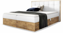 Wilsondo Fehér WOOD 1 boxspring ágy ágyneműtartóval és matraccal Méret: 140x200