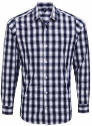 Premier Workwear Férfi pamut kockás ing - Fehér / sötétkék | L (PR250-1000226965)