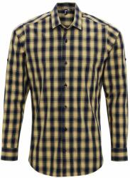 Premier Workwear Férfi pamut kockás ing - Camel / sötétkék | XL (PR250-1000226898)