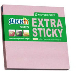 Stick'n Öntapadó jegyzettömb STICK'N extra erős 76x76mm újrahasznosított pasztel rózsaszín 90 lap (21601)