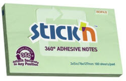 Stick'n Öntapadó jegyzettömb STICK'N 76x127mm 360°-ban tapadó zöld 100 lap (03_00496)