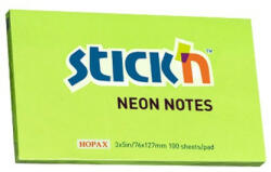 STICK N Öntapadó jegyzettömb STICK'N 76x127mm neon zöld 100 lap (03_00486)