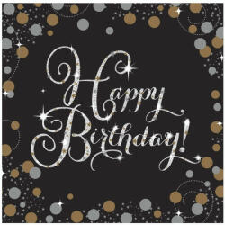 Amscan Happy Birthday Gold szalvéta 16 db-os 33*33 cm (DPA9901176)