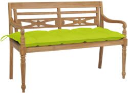 vidaXL Bancă Batavia cu pernă verde crud, 120 cm lemn masiv tec (3062180)