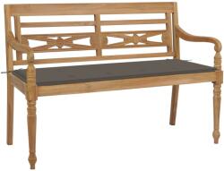 vidaXL Bancă Batavia cu pernă gri taupe, 120 cm, lemn masiv de tec (3062162)