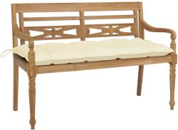 vidaXL Bancă Batavia cu pernă crem, 120 cm lemn masiv tec (3062171)