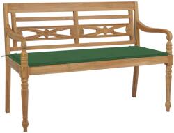 vidaXL Bancă Batavia cu pernă verde, 120 cm, lemn masiv tec (3062159)