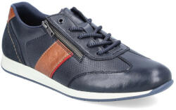 RIEKER férfi sneaker fűzős-cipzáras bőr félcipő 11927-14 kék-barna mix 06946