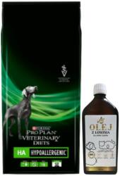 PRO PLAN PURINA Pro Plan Veterinary Diets HA Hypoallergén kutya 11kg + Vitaminokkal dúsított lazacolaj 500ml