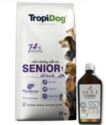 TropiDog Premium Senior 12kg + Vitaminokkal dúsított lazacolaj 500ml