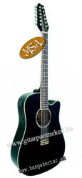 MSA CW-1200 BK EQ, fekete 12 húros fémhúros elektro-akusztikus gitár