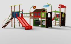Jateknap. Hu Complex de joaca Bastion cu 4 turnuri Full House pentru uz public