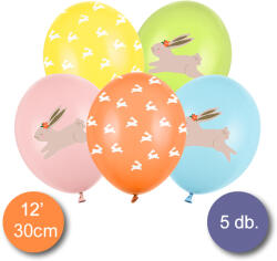 Belbal Húsvéti nyuszis latex léggömb, 30cm, 5 db/cs