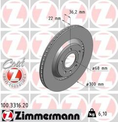 ZIMMERMANN Disc frana ZIMMERMANN COAT Z 100.3316. 20 (100.3316.20)