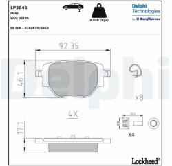DELPHI set placute frana, frana disc DELPHI LP3646 (LP3646)