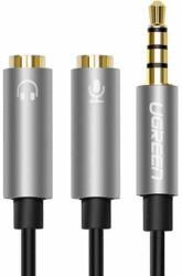 UGREEN Cablu Adaptor Splitter Audio 1 in 2, Ugreen 30619, Jack 3.5 mm Tata la 2 x Jack 3.5 mm Microfon si Casti Stereo Mama, Negru (30619-UGREEN)