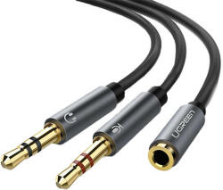 UGREEN Cablu Adaptor Audio Jack 3.5 mm Mama la 2x Jack 3.5 mm Tata, Ugreen 20899, Spliter Y pentru Microfon si Casti, 20cm, Negru (20899-UGREEN)