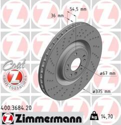 ZIMMERMANN Disc frana ZIMMERMANN COAT Z 400.3684. 20 (400.3684.20)