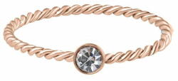 Troli Aranyozott csavart acél gyűrű színtiszta cirkónium kővel Rose Gold (Kerület 55 mm)