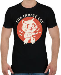 printfashion Karatés cica - Férfi póló - Fekete (12099477)