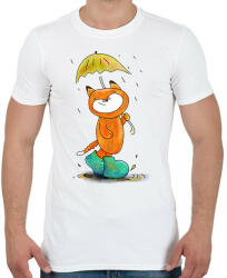 printfashion Róka az esőben - Férfi póló - Fehér (12220366)