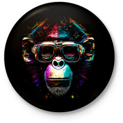 printfashion Monkey design - Kitűző, hűtőmágnes - Fekete (12423073)