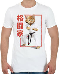printfashion Karatés cica - Férfi póló - Fehér (12099472)