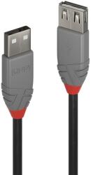 Lindy Кабел Lindy Anthra Line, USB A(м) към USB A(ж) 0.2 m, черен (LNY-36700)