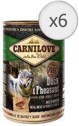 CARNILOVE Wild Meat Nedves kutyaeledel, Kacsa és fácán, 6x400g