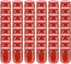 vidaXL Borcane din sticlă pentru gem, capac roșu, 48 buc. , 230 ml (50800) - vidaxl