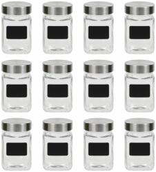 vidaXL Borcane de depozitare cu etichetă, 12 buc. , 300 ml (50855)