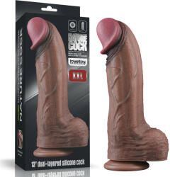 Lovetoy 13" Dual Layered Silicone Cock XXL Brown Dildo
