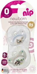 NIP Set 2 suzete Newborn cu tetina din silicon moale, forma anatomica, tetina ortodontica, cu inel, pentru nou-nascuti (0-2 luni), nip 31304 Children SafetyCare