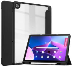 Gigapack Tok álló, bőr hatású (FLIP, átlátszó hátlap, oldalra nyíló, TRIFOLD asztali tartó funkció, érintőceruza tartó) FEKETE Lenovo Tab M10 Plus (TB125) WIFI, Lenovo Tab M10 Plus (TB128) LTE (GP-132380)